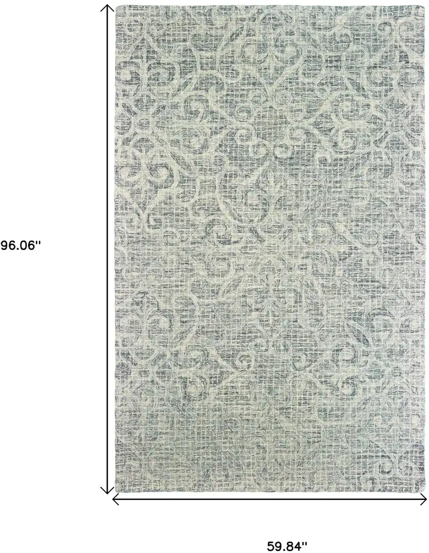 Gray And Ivory Wool Geometric Hand Tufted Area Rug Photo 3