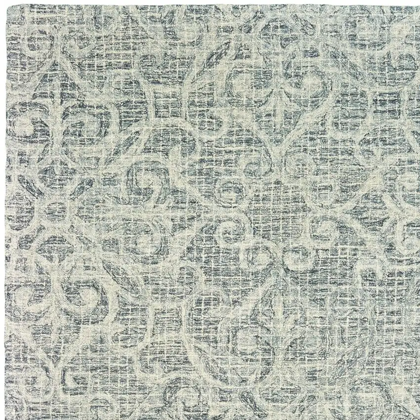 Gray And Ivory Wool Geometric Hand Tufted Area Rug Photo 5