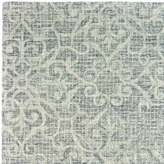 Gray And Ivory Wool Geometric Hand Tufted Area Rug Photo 5