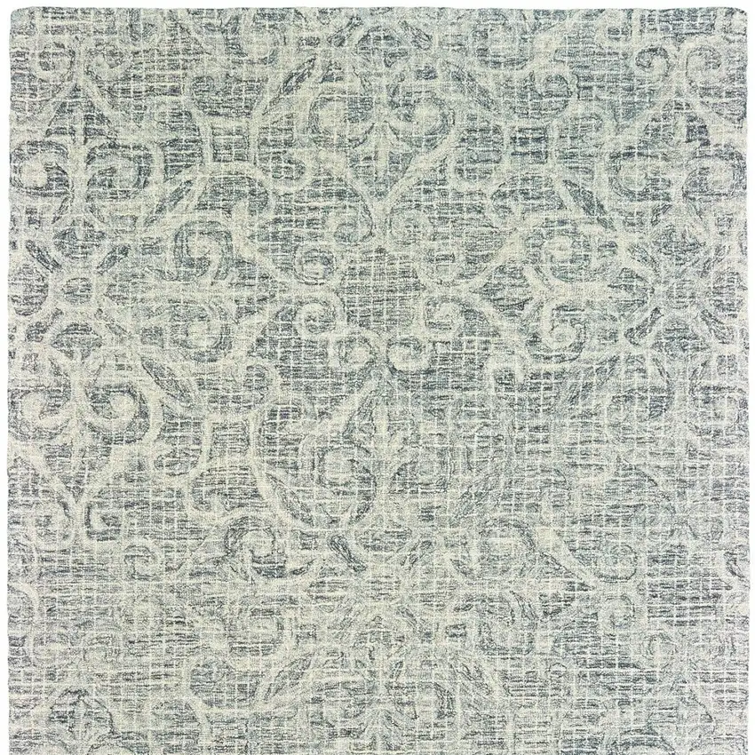 Gray And Ivory Wool Geometric Hand Tufted Area Rug Photo 4