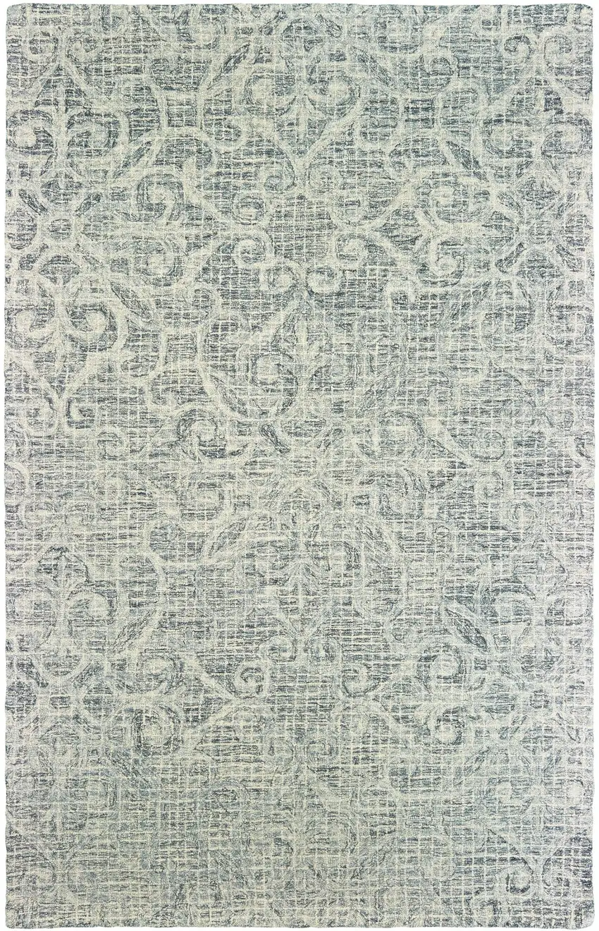 Gray And Ivory Wool Geometric Hand Tufted Area Rug Photo 2
