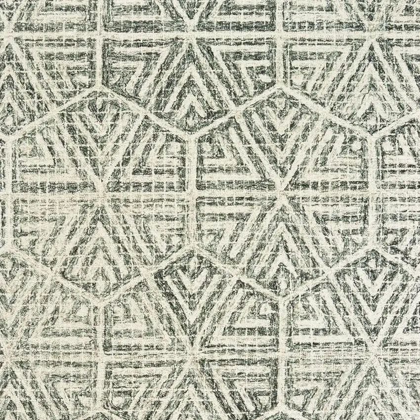 Gray And Ivory Wool Geometric Hand Tufted Area Rug Photo 7