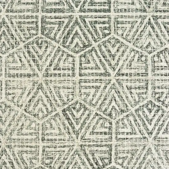 Gray And Ivory Wool Geometric Hand Tufted Area Rug Photo 7