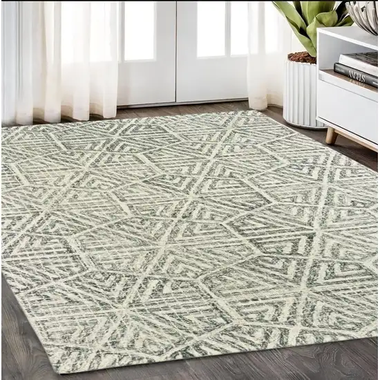 Gray And Ivory Wool Geometric Hand Tufted Area Rug Photo 1