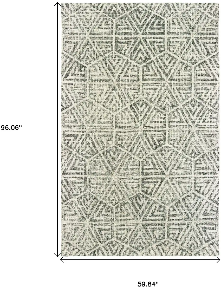 Gray And Ivory Wool Geometric Hand Tufted Area Rug Photo 3