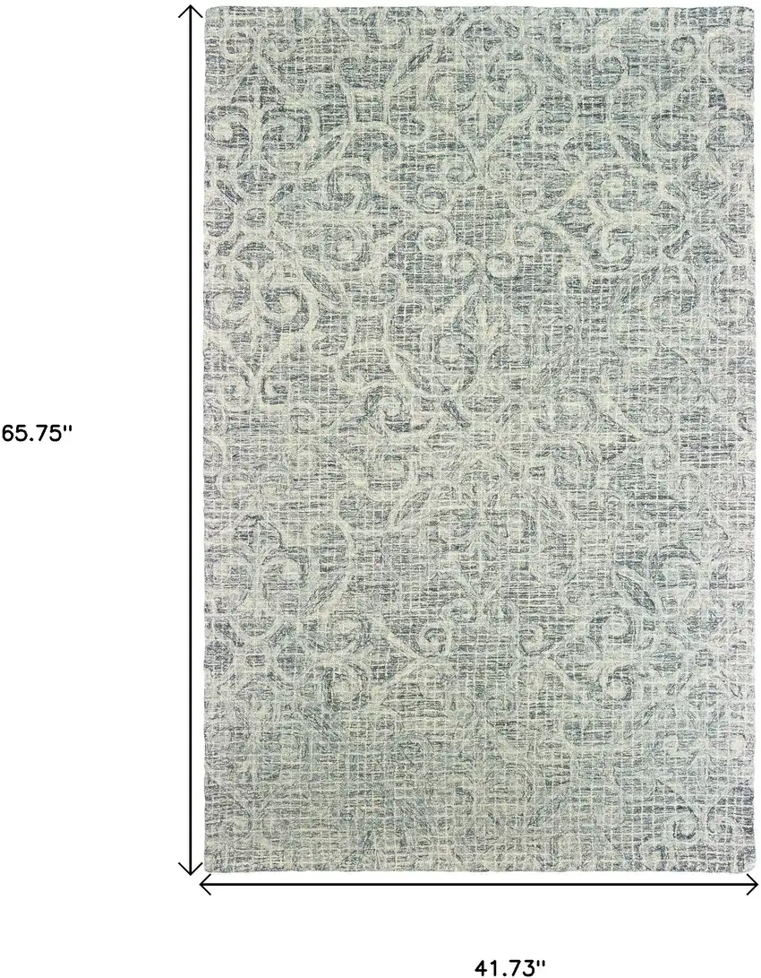 Gray And Ivory Wool Geometric Hand Tufted Area Rug Photo 3