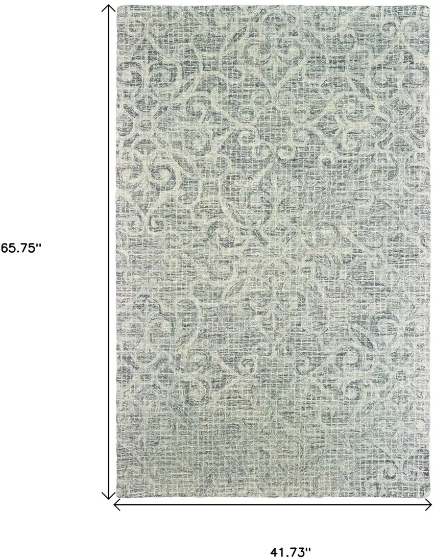 Gray And Ivory Wool Geometric Hand Tufted Area Rug Photo 3
