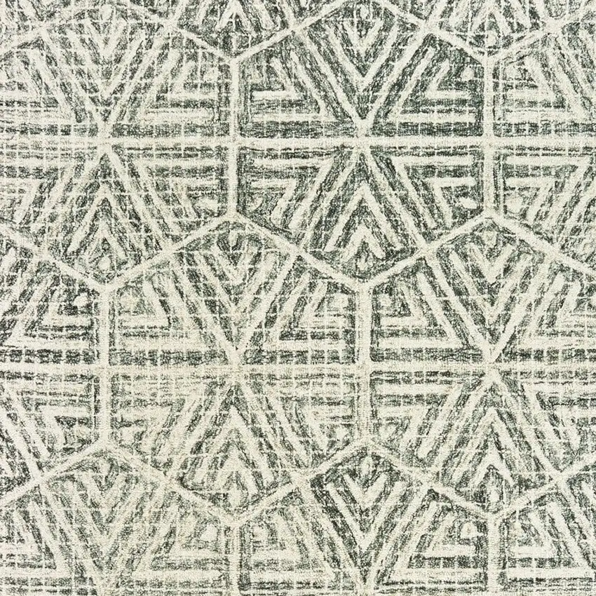Gray And Ivory Wool Geometric Hand Tufted Area Rug Photo 7