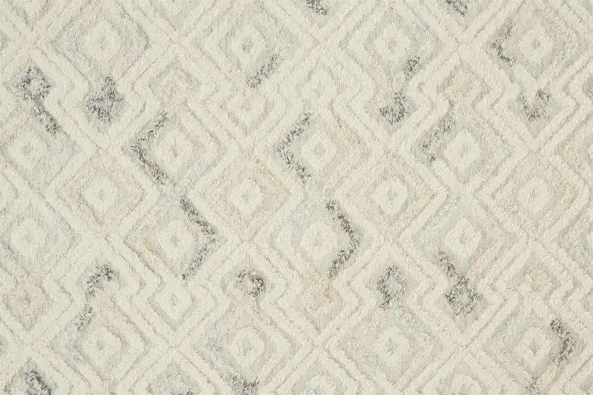 Gray And Ivory Wool Geometric Handmade Area Rug Photo 9