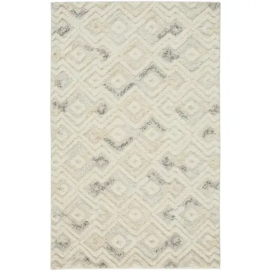 Ivory Gray And Black Wool Geometric Hand Tufted Area Rug Photo 2