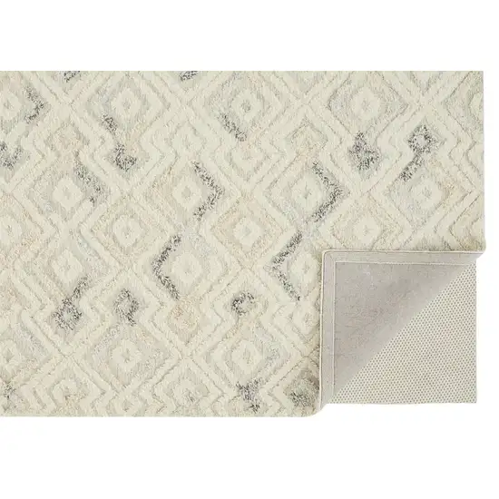Ivory Gray And Black Wool Geometric Hand Tufted Area Rug Photo 4