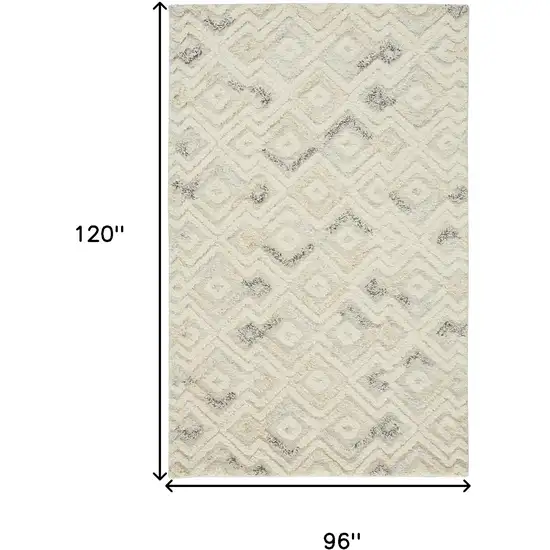 Ivory Gray And Black Wool Geometric Hand Tufted Area Rug Photo 3