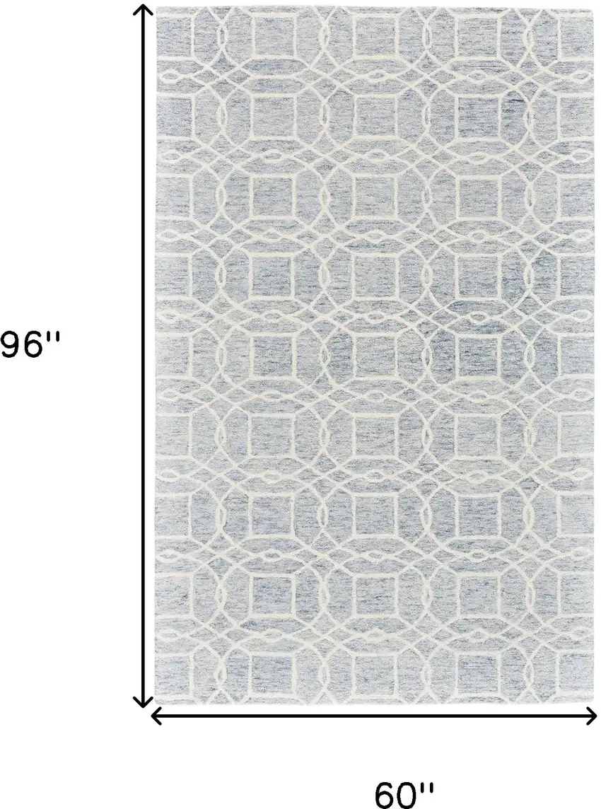 Gray And Ivory Wool Geometric Tufted Handmade Stain Resistant Area Rug Photo 10