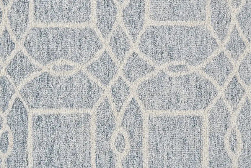 Gray And Ivory Wool Geometric Tufted Handmade Stain Resistant Area Rug Photo 9