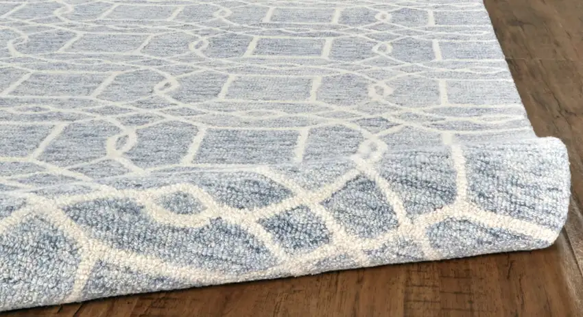 Gray And Ivory Wool Geometric Tufted Handmade Stain Resistant Area Rug Photo 7