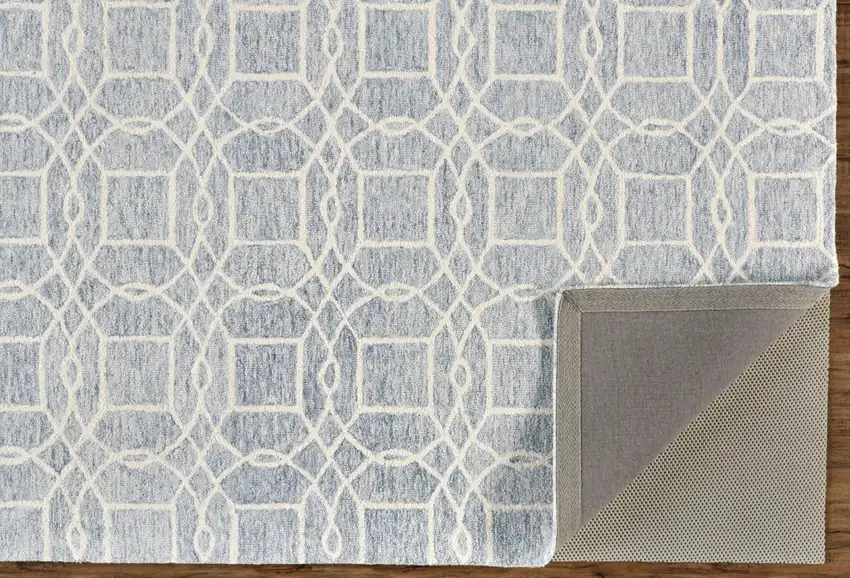 Gray And Ivory Wool Geometric Tufted Handmade Stain Resistant Area Rug Photo 3