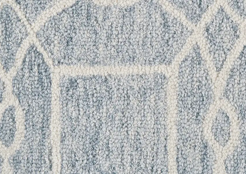 Gray And Ivory Wool Geometric Tufted Handmade Stain Resistant Area Rug Photo 8