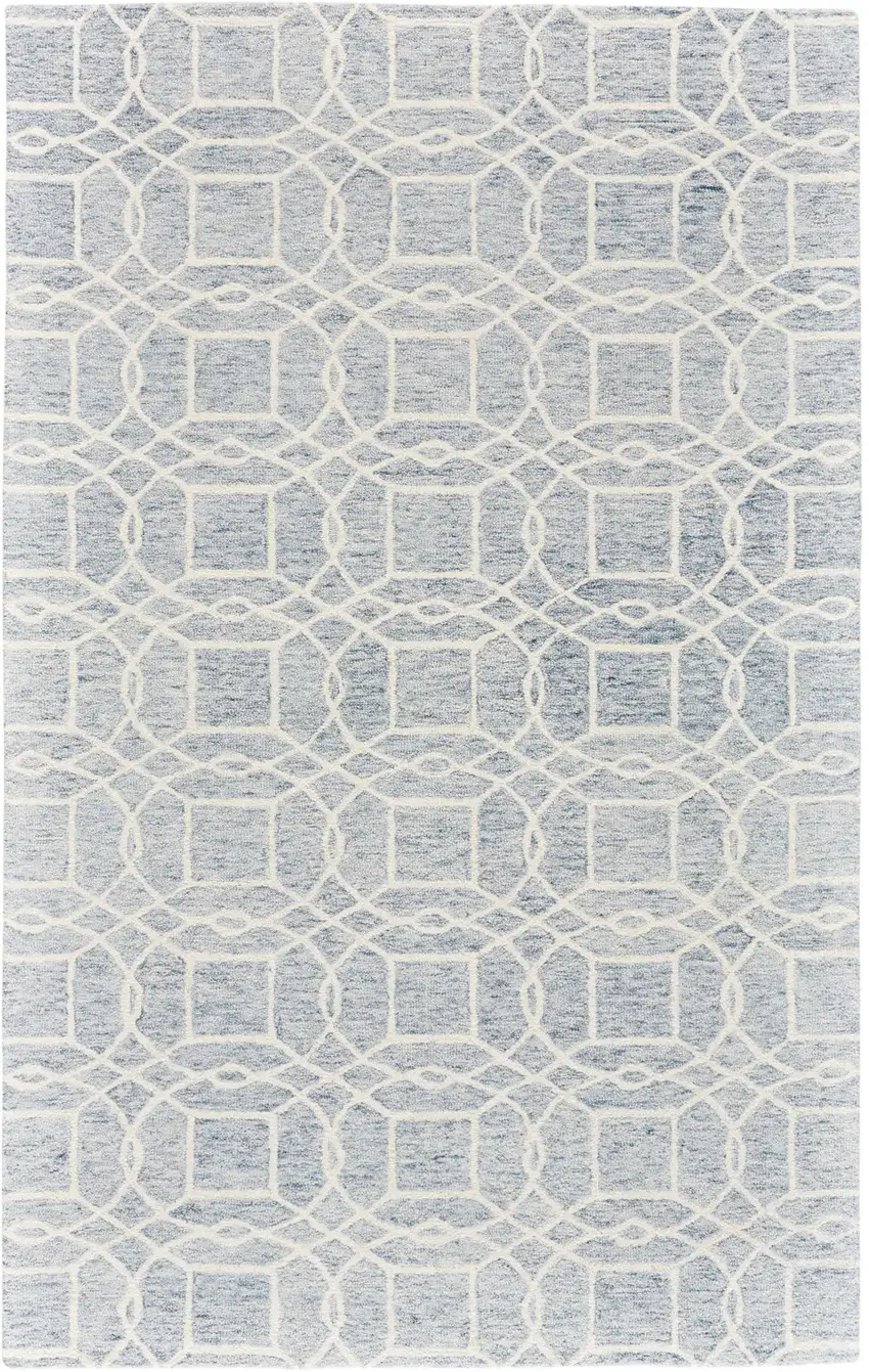 Gray And Ivory Wool Geometric Tufted Handmade Stain Resistant Area Rug Photo 1