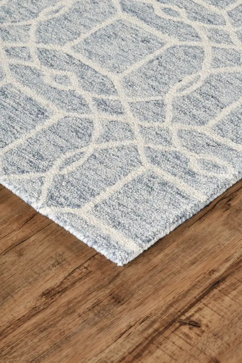 Gray And Ivory Wool Geometric Tufted Handmade Stain Resistant Area Rug Photo 5