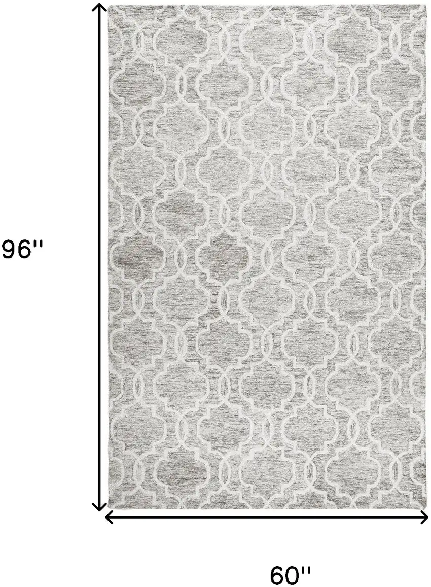 Gray And Ivory Wool Geometric Tufted Handmade Stain Resistant Area Rug Photo 10