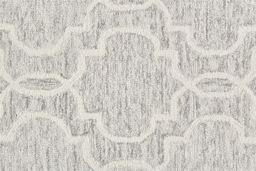 Gray And Ivory Wool Geometric Tufted Handmade Stain Resistant Area Rug Photo 9