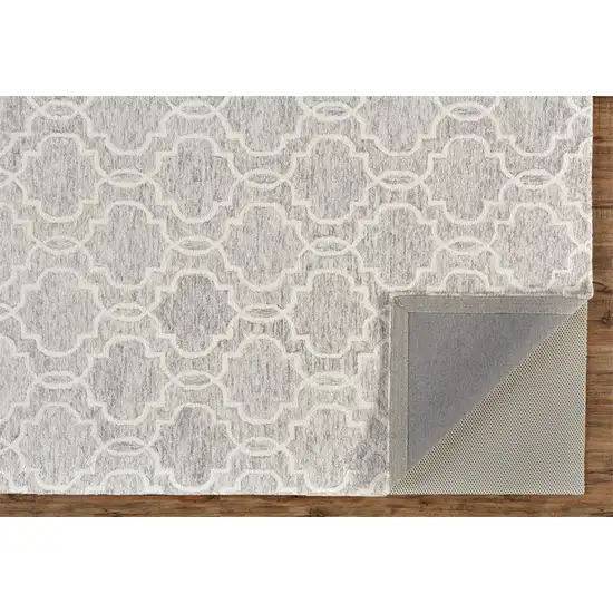 Gray And Ivory Wool Geometric Tufted Handmade Stain Resistant Area Rug Photo 8