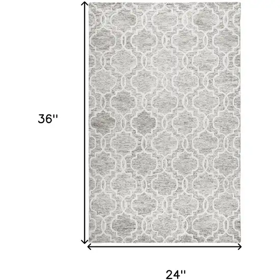 Gray And Ivory Wool Geometric Tufted Handmade Stain Resistant Area Rug Photo 6