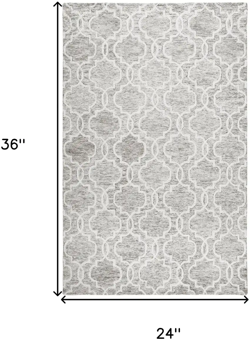 Gray And Ivory Wool Geometric Tufted Handmade Stain Resistant Area Rug Photo 6