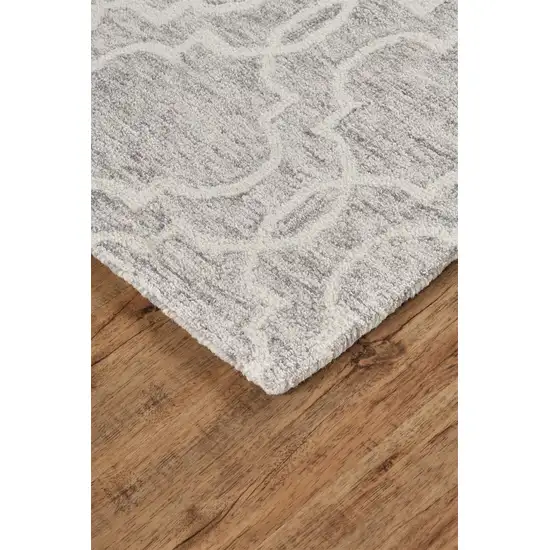 Gray And Ivory Wool Geometric Tufted Handmade Stain Resistant Area Rug Photo 7