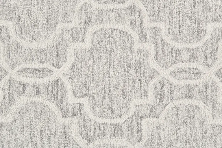 Gray And Ivory Wool Geometric Tufted Handmade Stain Resistant Area Rug Photo 1