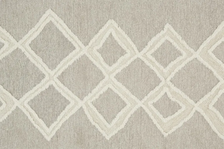 Gray And Ivory Wool Geometric Tufted Handmade Stain Resistant Area Rug Photo 1
