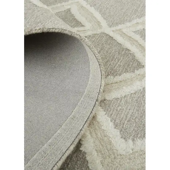 Gray And Ivory Wool Geometric Tufted Handmade Stain Resistant Area Rug Photo 6