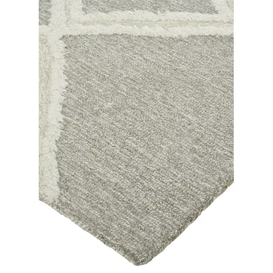 Gray And Ivory Wool Geometric Tufted Handmade Stain Resistant Area Rug Photo 5