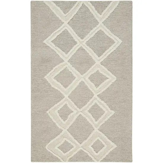 Gray And Ivory Wool Geometric Tufted Handmade Stain Resistant Area Rug Photo 2