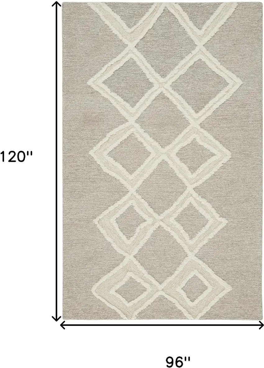 Gray And Ivory Wool Geometric Tufted Handmade Stain Resistant Area Rug Photo 10