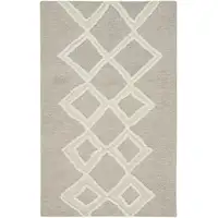 Photo of Gray And Ivory Wool Geometric Tufted Handmade Stain Resistant Area Rug