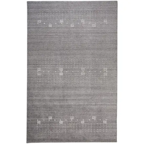 Gray and Ivory Wool Oriental Shag Hand Knotted Area Rug Photo 8