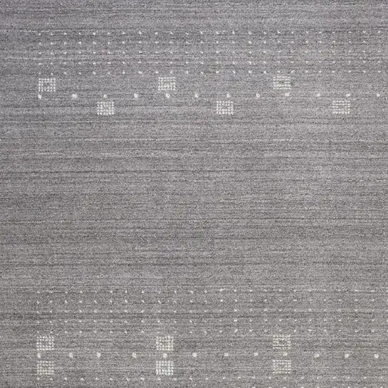 Gray and Ivory Wool Oriental Shag Hand Knotted Area Rug Photo 3