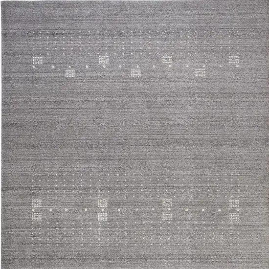 Gray and Ivory Wool Oriental Shag Hand Knotted Area Rug Photo 9