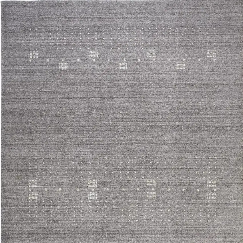 Gray and Ivory Wool Oriental Shag Hand Knotted Area Rug Photo 9