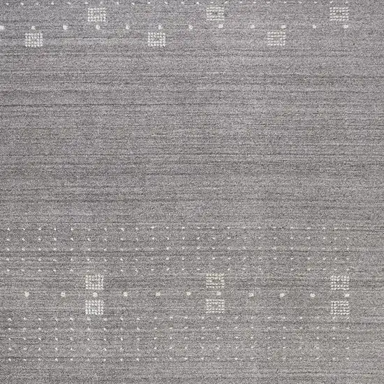 Gray and Ivory Wool Oriental Shag Hand Knotted Area Rug Photo 4