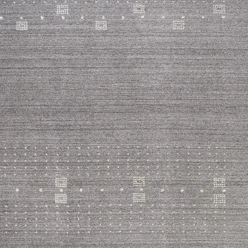 Gray and Ivory Wool Oriental Shag Hand Knotted Area Rug Photo 4