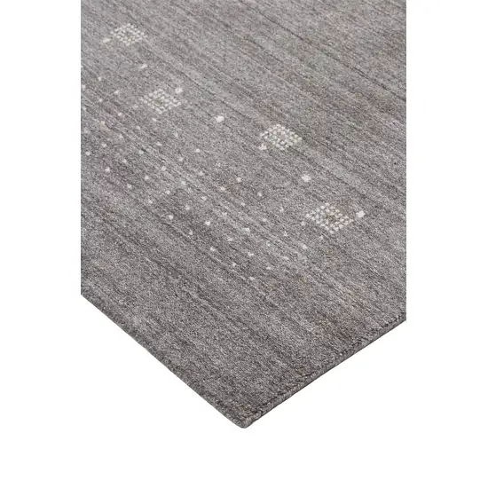 Gray And Ivory Wool Oriental Shag Hand Knotted Area Rug Photo 9
