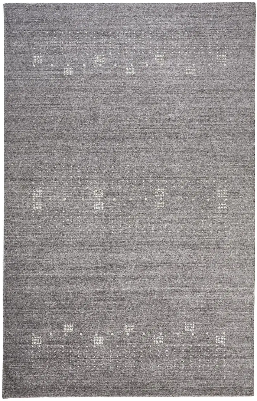 Gray And Ivory Wool Hand Knotted Stain Resistant Area Rug Photo 1