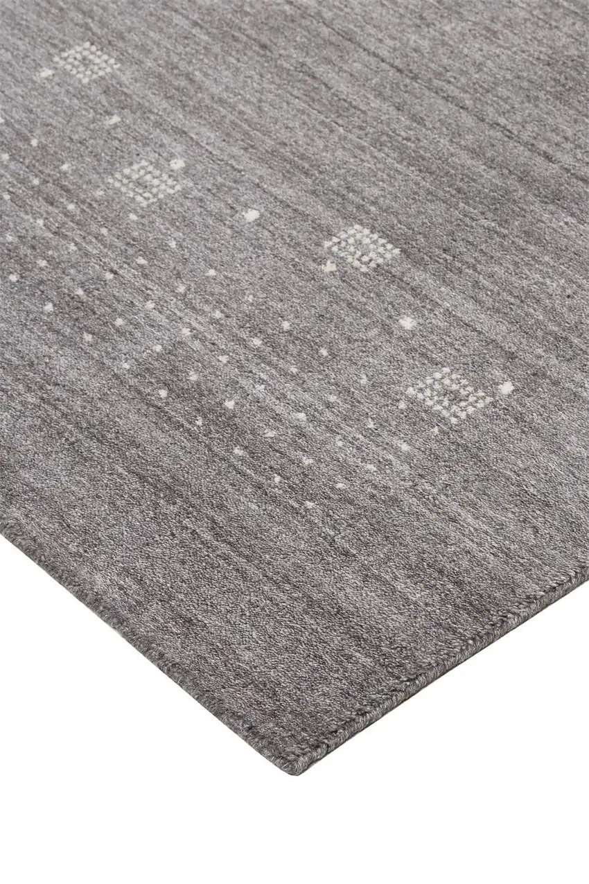 Gray And Ivory Wool Hand Knotted Stain Resistant Area Rug Photo 8