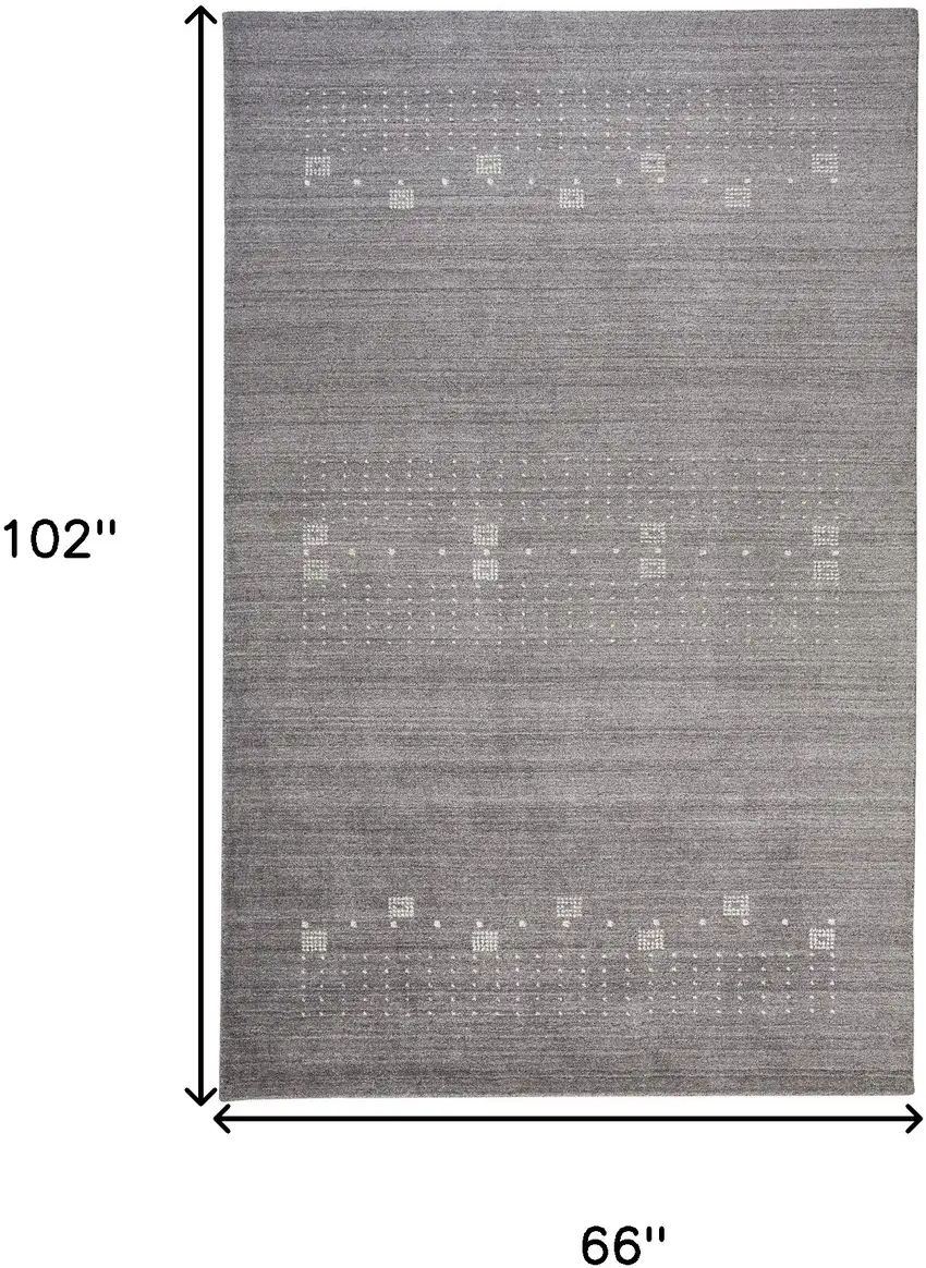 Gray And Ivory Wool Hand Knotted Stain Resistant Area Rug Photo 10