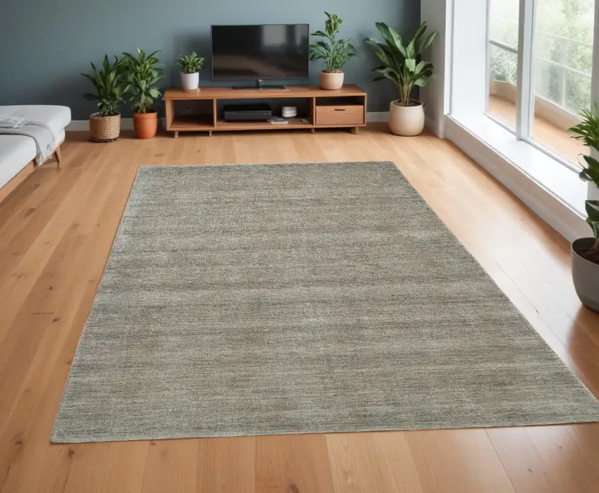 Gray and Ivory Wool Hand Woven Area Rug Photo 1