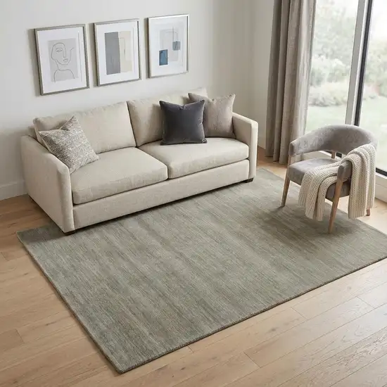 Gray and Ivory Wool Hand Woven Area Rug Photo 1