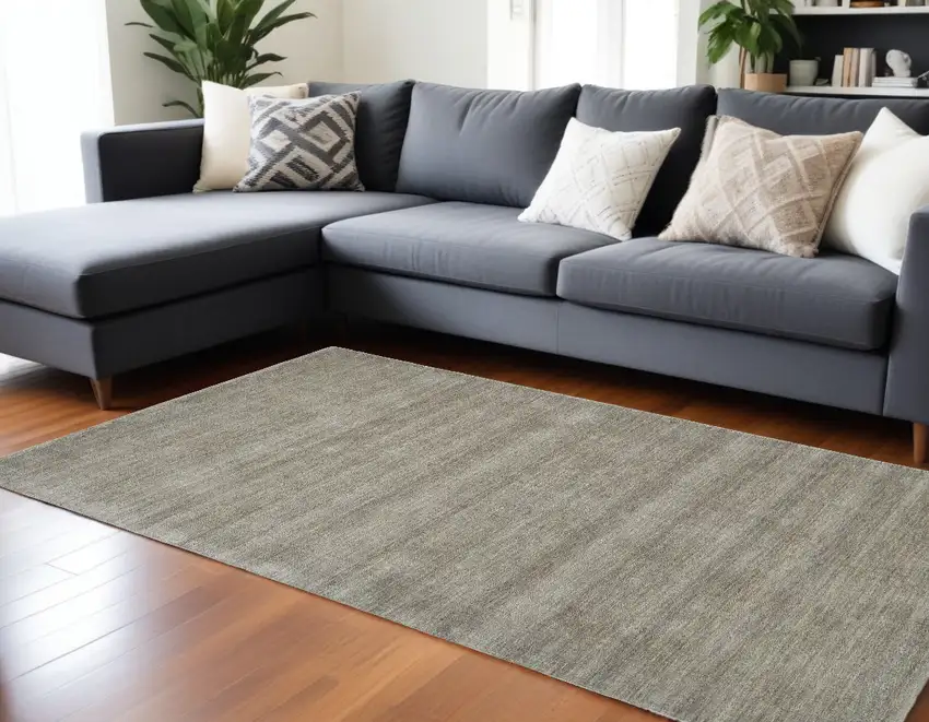Gray and Ivory Wool Hand Woven Area Rug Photo 1