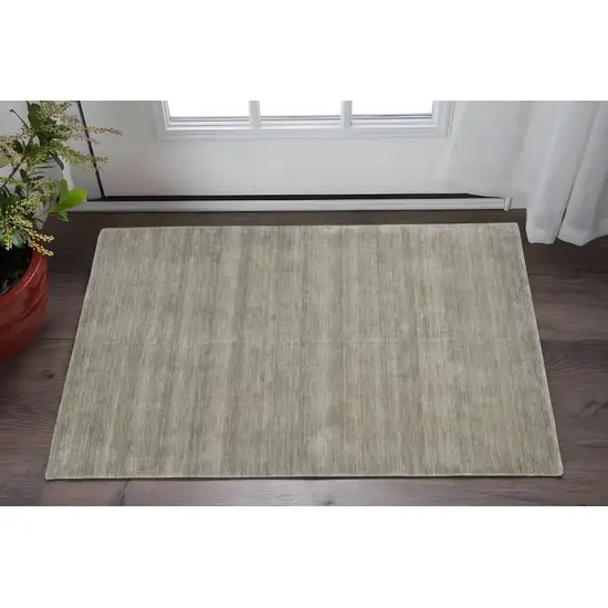 Gray and Ivory Wool Hand Woven Area Rug Photo 1